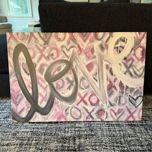 Abstract Love Canvas Art in Pink and Gray